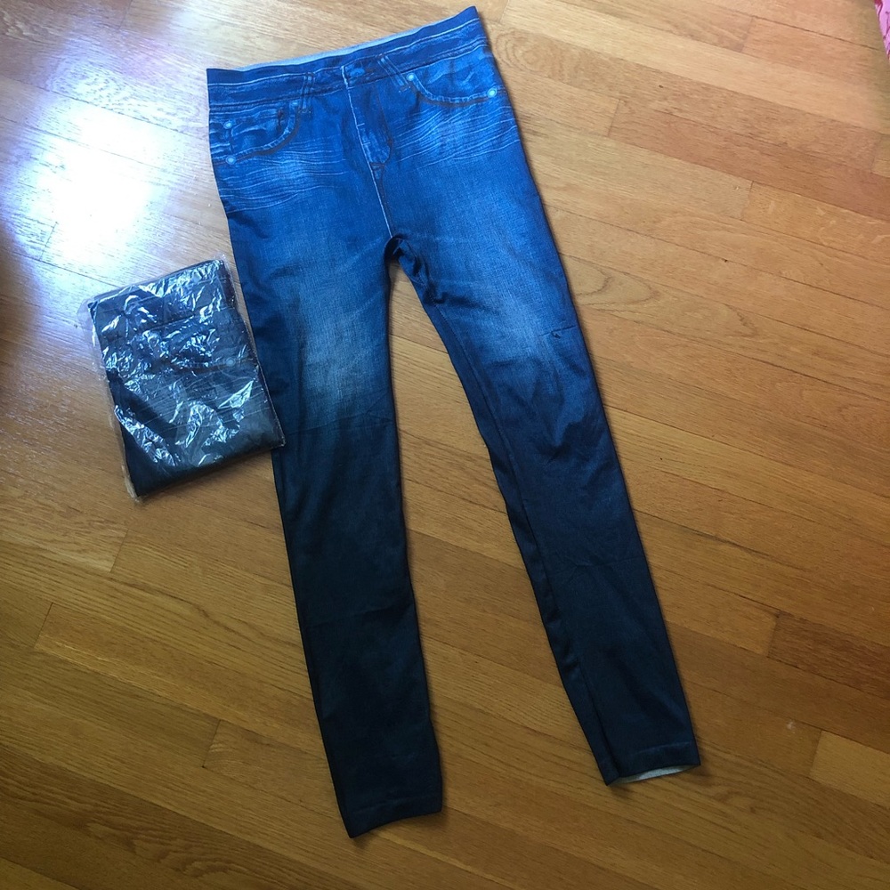 Faux Jean nylon stretch leggings